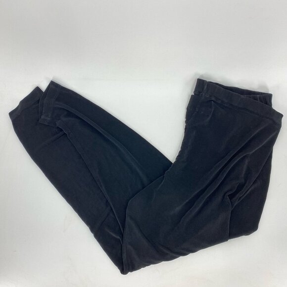 FLAX Ankle Crop Taper Leg Pants Black Acetate Stretch Elastic Waist Comfort M - Picture 2 of 4